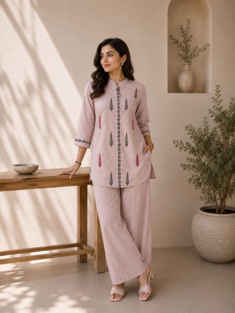 Blush Leaf Motif Co-Ord Set