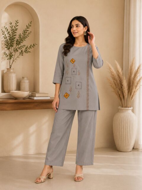 Grey Geometric Motif Co-Ord Set